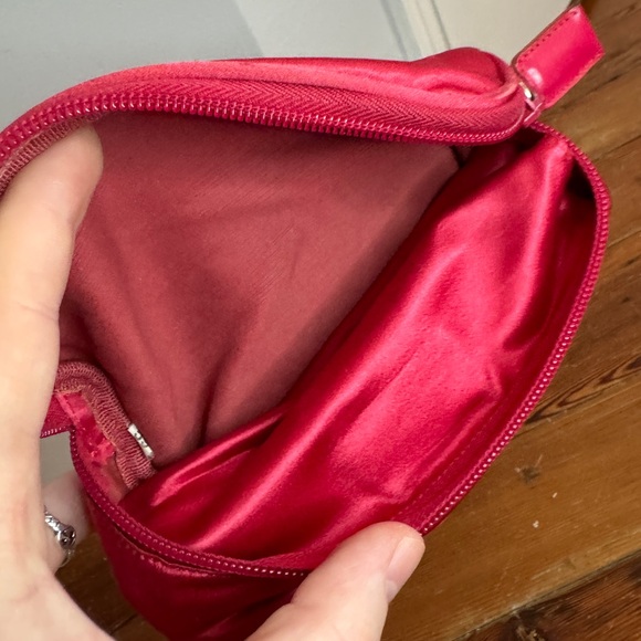 Prada Logo Pouch Cosmetics Red Nylon Leather Roll Out Authentic - Picture 7 of 15